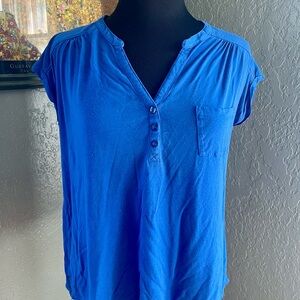 H&M Early 2000s Y2K Blue Button-Up Top short sleeve top